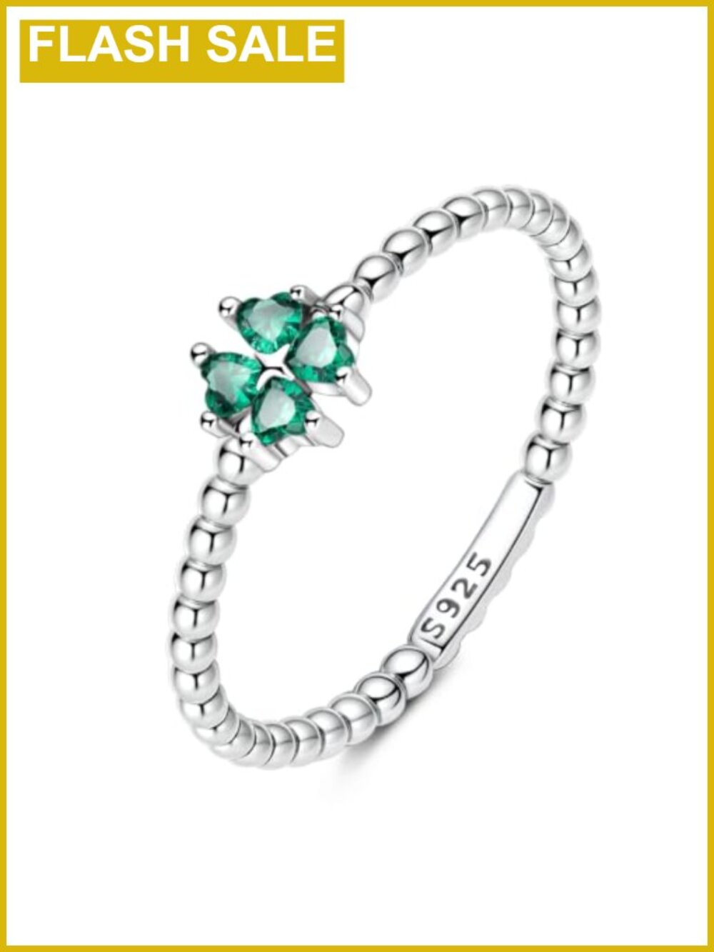 Vintage 925 Sterling Silver Four-leaf Clover Stackable Ring